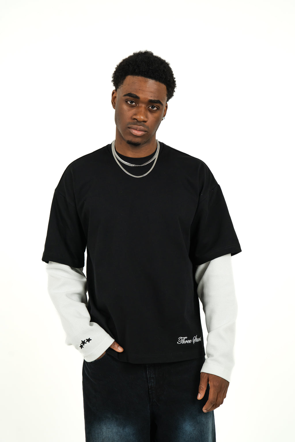 Three Stars Black longsleeve              Dark Stars