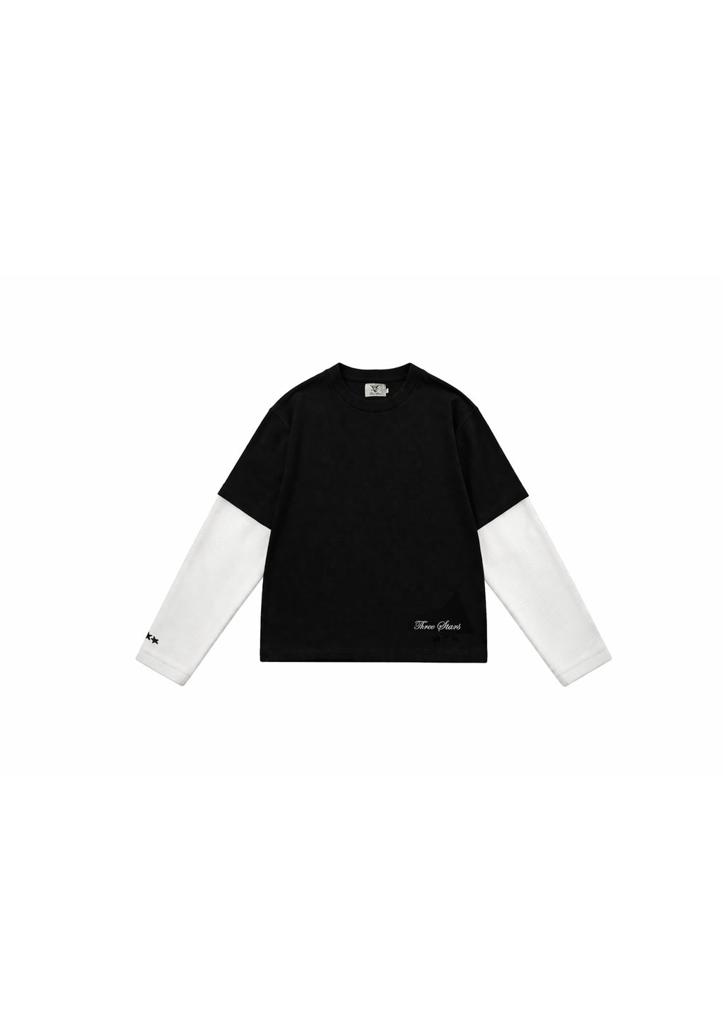 Three Stars Black Longsleeve    Dark blue stars