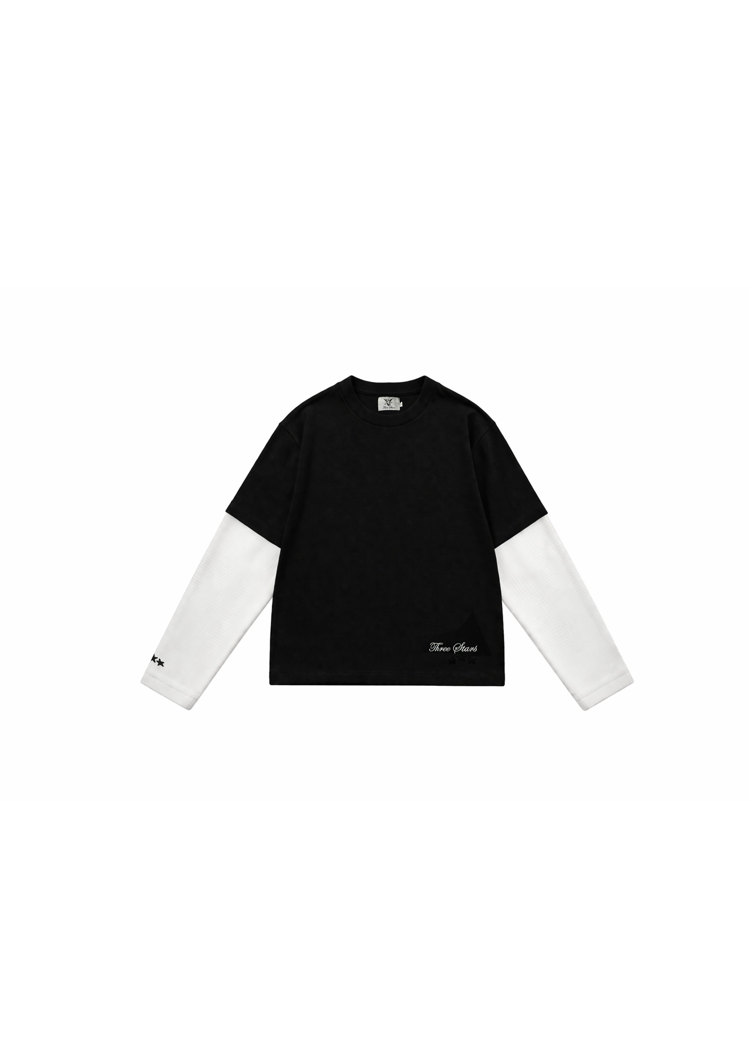 Three Stars Black Longsleeve    Dark blue stars